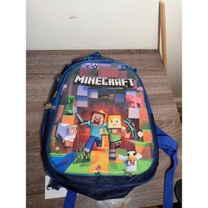 Minecraft Backpack Lunch Bag 2 Piece Set Light Up Graphic Blue